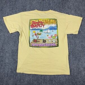 Jimmy Buffett T-Shirt Mens L Yellow Summerzcool Tour 09 Graphic Short Sleeve Tee